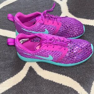 Vibrant Purple and Teal Athletic Shoes